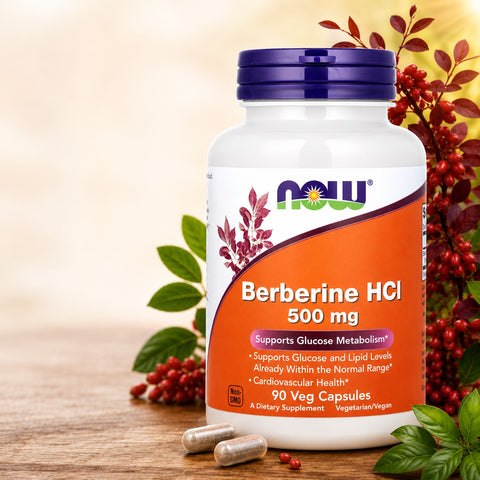 NOW Foods Berberine HCl Glucose Metabolism 500 mg 90 Veg Caps
