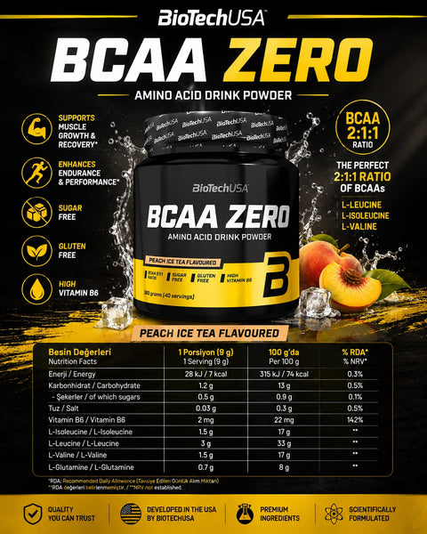 BioTechUSA BCAA Zero Amino acid 360g  - Peach Ice Tea
