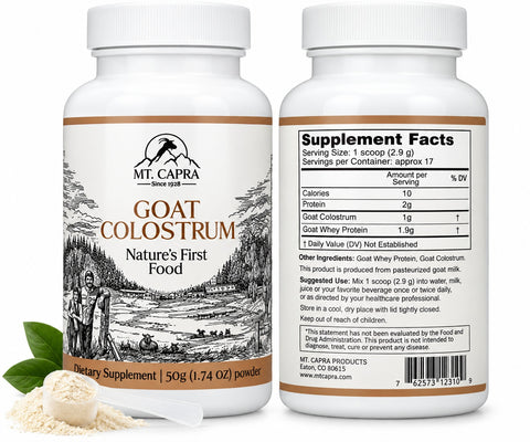 Mt. Capra Goat Colostrum Whey protein for Healthy Immune System Gut and Athletic Performance Grass-Fed 50 Gram