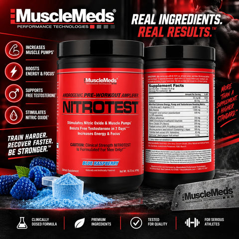 MuscleMeds Nitrotest Androgenic PreWorkout Nitric Oxide & Muscle Pumps Test booster 474 gr