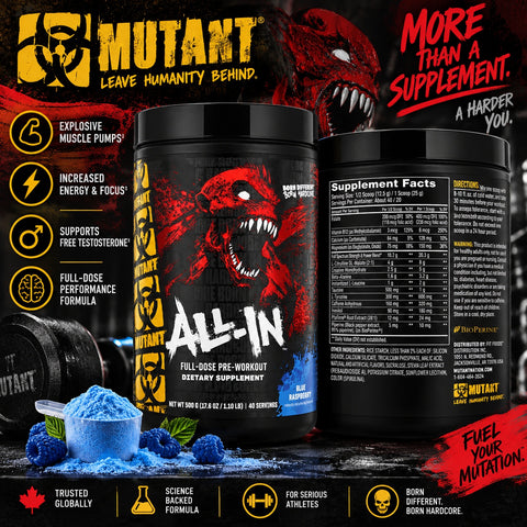 Mutant All-In Full-Dose PreWorkout 500 gram - Blue Raspberry