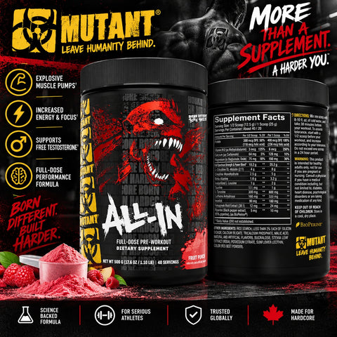 Mutant All-In Full-Dose PreWorkout 500 gram - Fruit Punch
