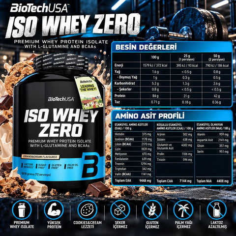BioTechUSA Iso Whey Zero İzole Protein 1816g - Cookies Cream