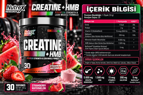 Nutrex Research Micronize Creatine+Hmb Monohidrat 30 Servis - Strawberry Watermelon
