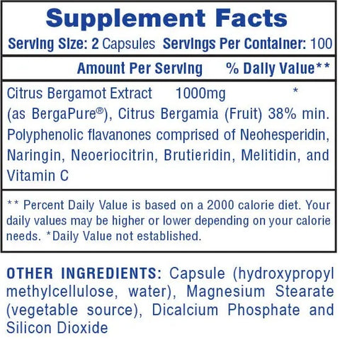 Hitech Citrus Bergamot Extract Cholesterol & Cardiovascular Wellness 100 Caps