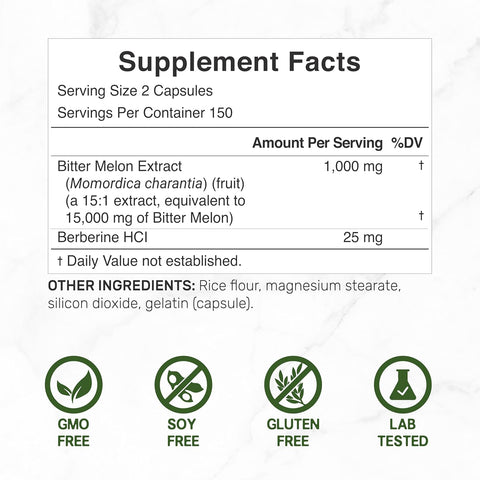 Deal Supplement Bitter Melon with Berberine Hcl 15,000mg Per Serving 300 Caps