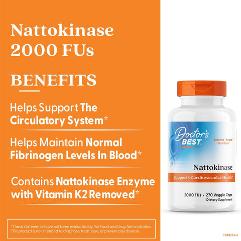 Doctor's Best Nattokinase Gut Health 2,000 FUs 270 Veggie Caps