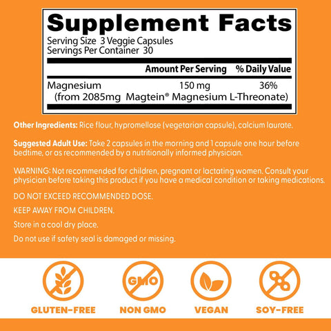 Doctors BEST Brain Magnesium L-Threonate with Magtein Supports Cognitive 90 Veggie Caps