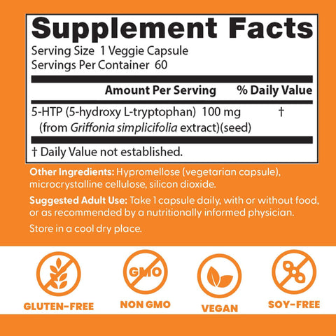 Doctors Best 5-HTP tryptophan Supports Mental & Emotional Well-Being 60 Veggie Caps