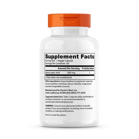 Doctor's Best Alpha-Lipoic Acid 600, Supports Antioxidant Function & Glycemic Balances, Non-GMO, Gluten Free