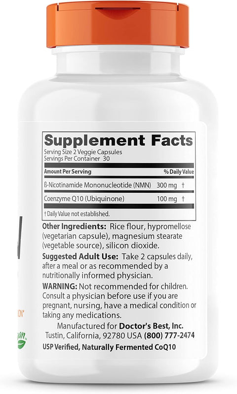 Doctor's BEST NMN + Coenzyme CoQ10 Ubiquinone Nad+ 150mg 60 Veggie Caps