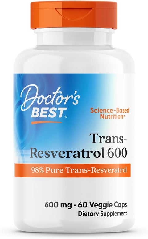 Doctor's Best Trans-Resveratrol 600 98% Pure Brain & Cognitive 60 Veggie Caps