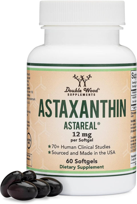 Double wood Astaxanthin 12mg Max Strength Antioksidan Eye Skin Health 60 Softgels