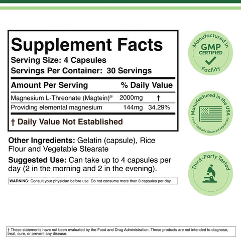 DOUBLE WOOD MagnesiumMagnezyum L-Threonate Magtein 120 Caps