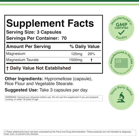 Double Wood Magnesium Taurate Cardiovascular Health to Boost 210 Vegan Caps
