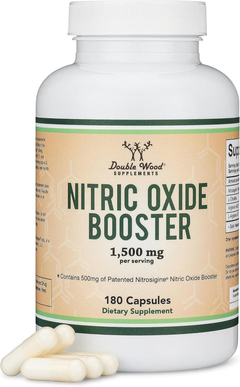 Double Wood Nitric Oxide Booster with Nitrosigine L Arginine and L Citrulline 180 Caps