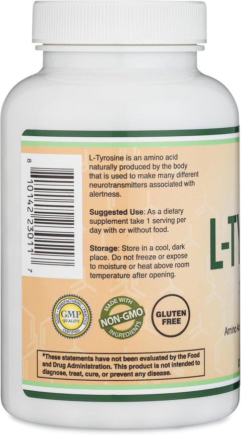 Double Wood L-Tyrosine Memory Attention and Focus Amino 1,000mg 120 Veggie Caps