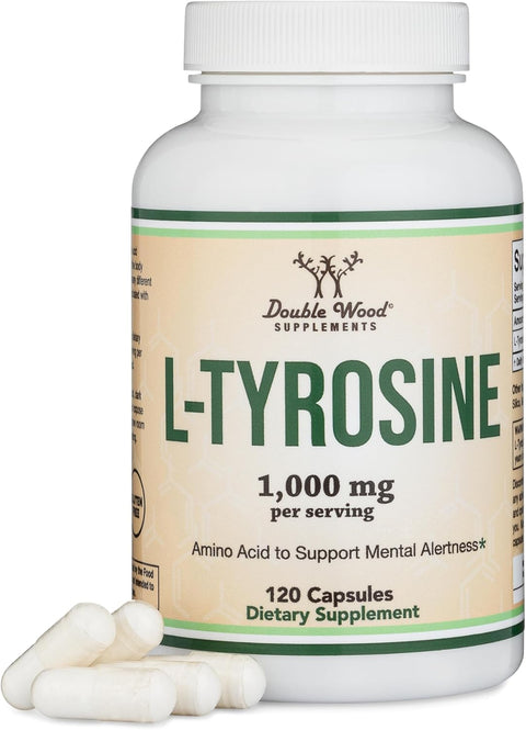 Double Wood L-Tyrosine Memory Attention and Focus Amino 1,000mg 120 Veggie Caps
