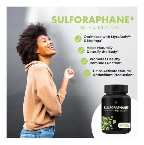 HUMANX Sulforaphane Broccoli Seed Extract Moringa Supports Antioxidant Production Detoxification Cellular Health 602 mg 60 Caps
