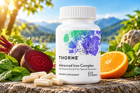 THORNE Advanced Iron Complex Chelated Iron Folate, B and C Vitamin 60 Caps