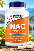 Now NAC N-Acetyl Cysteine 1000 mg 250 Tablet Vegetarian and Vegan Non-GMO