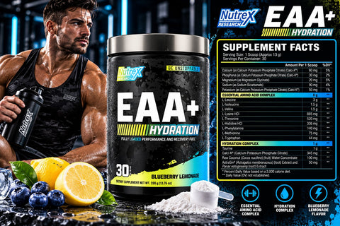 Nutrex Research EAA Hydration Essential Amino Acid Complex 390 g - Blueberry Lemonade