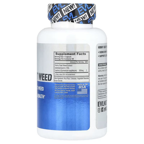 EVLution Nutrition Horny Goat Weed 500 mg 60 Veggie Capsules