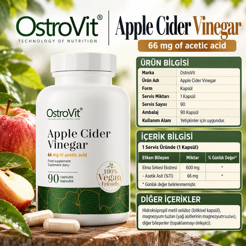 Ostrovit Apple Cider Vinegar Appetite Control & Digestive & Blood Sugar VEGE 90 capsules