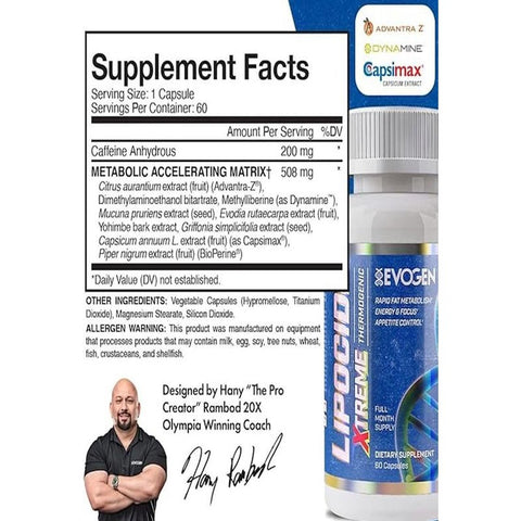 Evogen Lipocide Xtreme Fat Burner Yohimbine 60 Kapsül