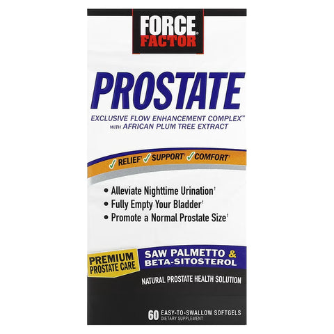 Force Factor Natural Prostate Men's Health Saw Palmetto Solution 60 Easy-To-Swallow Softgels