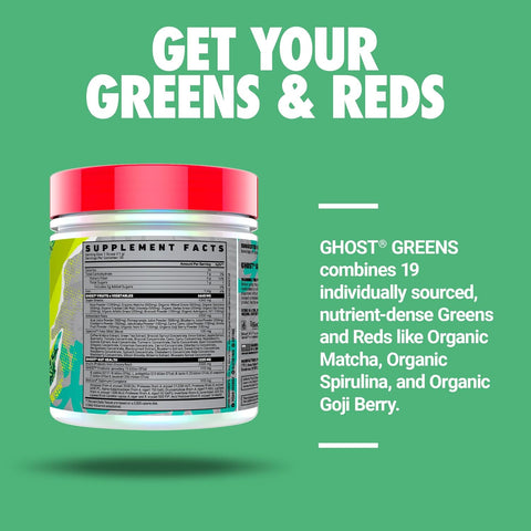 GHOST Greens Spirulina, & Chlorella, Prebiotics, 10 Billion CFU Probiotic & Digestive Enzymes 330 Gr