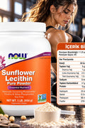 NOW Foods Sunflower Lecithin Phospholipids Potassium & Phosphatidyl Choline Inositol 454 g