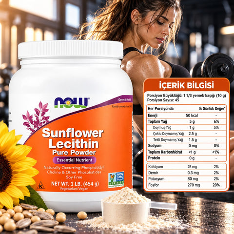 NOW Foods Sunflower Lecithin Phospholipids Potassium & Phosphatidyl Choline Inositol 454 g