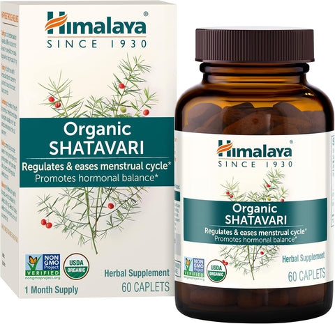 Himalaya Organic Shatavari Hormone Balance Menstrual Cramp Menopause Support 1300 mg, 60 Caplets