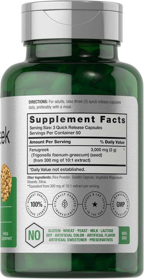 Horbäach Fenugreek Seed Çemen otu 3000 mg 150 Caps