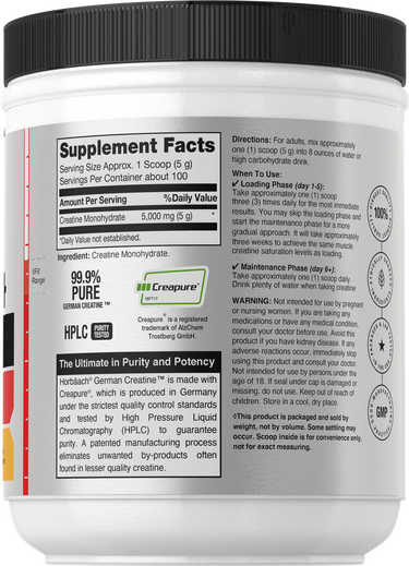 Horbaach German Creatine Monohydrate 500g - 100 Servis