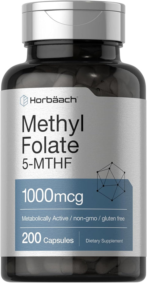 Horbäach Methyl Folate 5-MTHF Folic Acid 1000 mcg 200 Caps