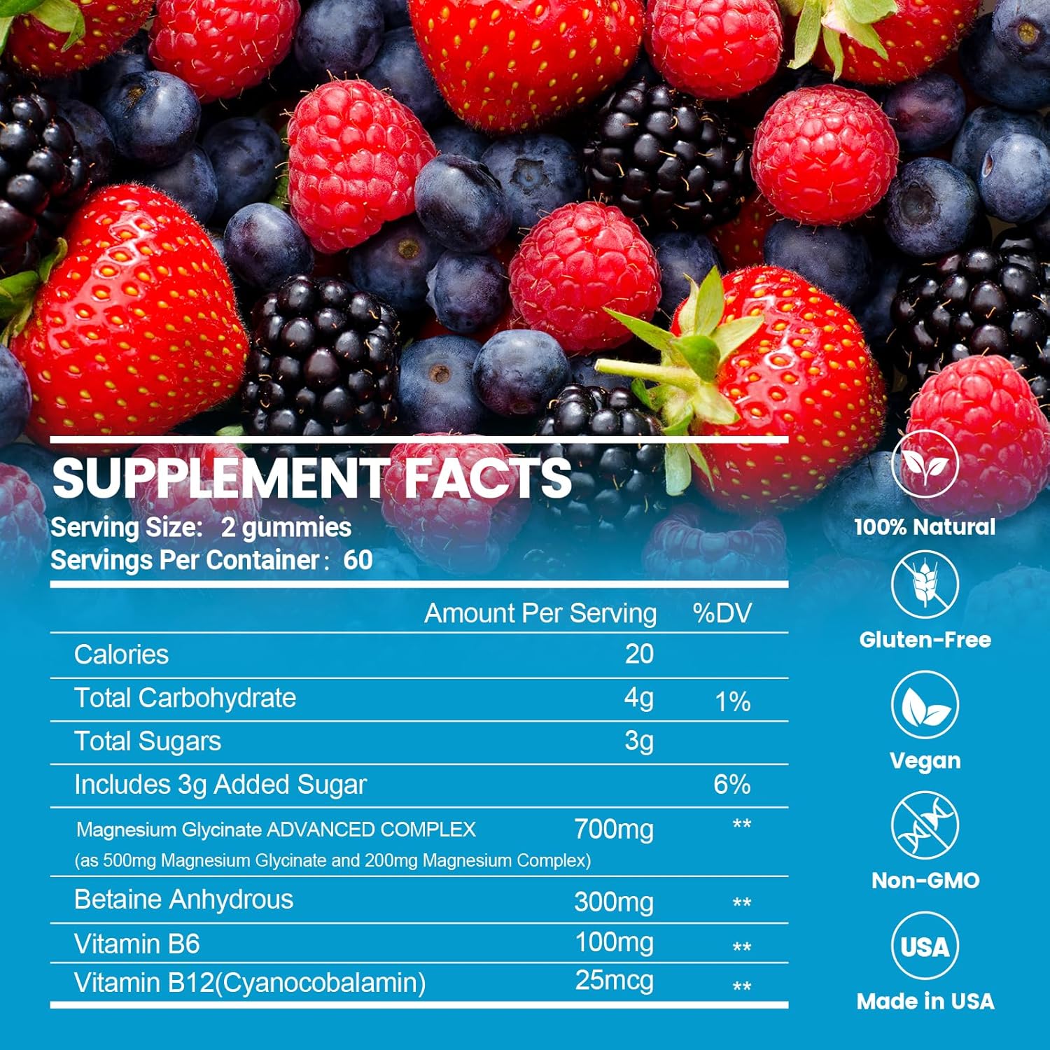 İngreens Magnesium Glycinate Betaine Sleep Relaxation & Focus Support 120 Gummies