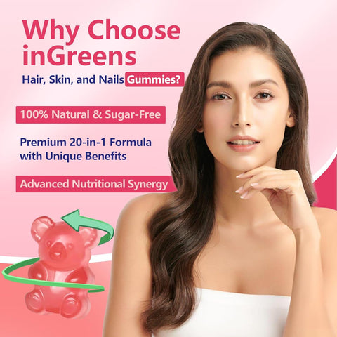 Ingreens 20-in-1 Hair Skin and Nails 90 Gummies