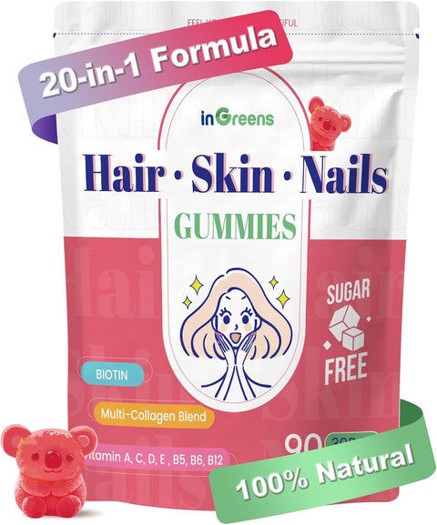 Ingreens 20-in-1 Hair Skin and Nails 90 Gummies