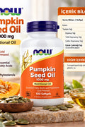 NOW Pumpkin Seed Oil 1000 mg with Essential Fatty Acids and Phytosterols Cold Pressed 100 Softgels