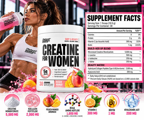 Nutrex Research Creatine For Women Hydrolyzed Collagen Hyaluronic Acid 314.98 g