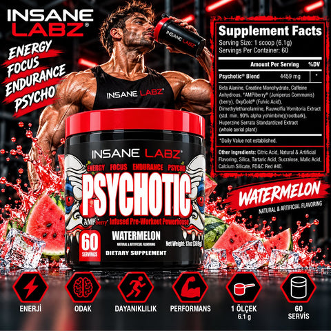 Insane Labz Psychotic Preworkout Watermelon – 60 Servis