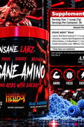 Insane Labz Insane Amino Hellboy BCAA with Energy Focus Muscle Recovery Intra Workout 30 Srvgs, Blue Raspberry