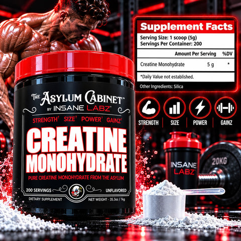 Insane Labz Insane Creatine Monohydrate Post Workout Strength Size Power 1 kg 200 Servings - Kreatin Takviyesi