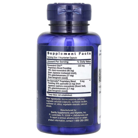Life Extension Resveratrol Elite (Trans-Resveratrol & Quercetin) 60 Kapsül