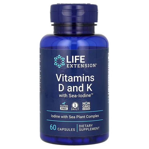 Life Extension Vitamins D and K with Sea-Iodine, , 60 capsules