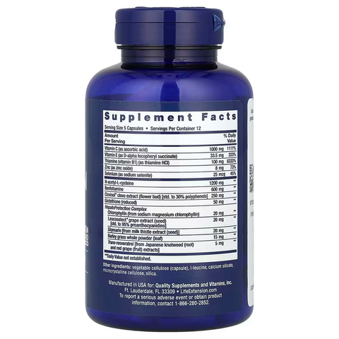 Life Extension Anti-Alcohol Vitamin B1 acetyl cysteine Benfotiamine milk thistle Glutathione 60 Caps