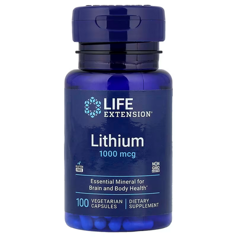 Life Extension Lithium Brain & Cognitive 1,000 mcg 100 Vegetarian Capsules