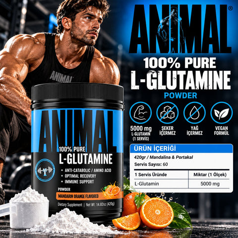 Animal 100% Pure L-Glutamine — 420gr Mandalina & Portakal